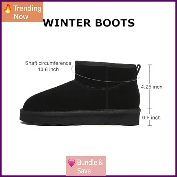 Women's Genuine Suede Winter Boots Water Resistant Faux Fur Lined Memory Foam